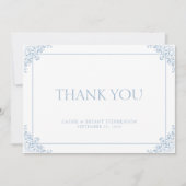 Carte De Remerciements Simple Elegant bleu et blanc Mariage de l'ère de r (Devant)