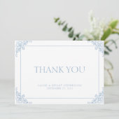 Carte De Remerciements Simple Elegant bleu et blanc Mariage de l'ère de r (Debout devant)