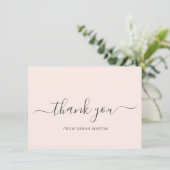 Carte De Remerciements Simple Élégant Business Blush Rose (Debout devant)