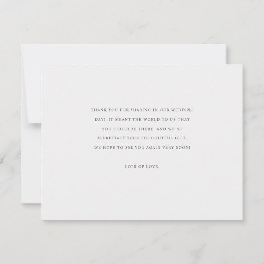 Carte De Remerciements Simple Élégant Design Gold Script personnalisé Mar (Dos)