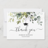 Carte De Remerciements Simple Élégant Eucalyptus Vert Graduation Que (Devant)