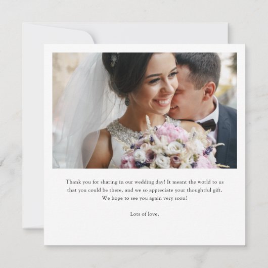 Carte De Remerciements Simple Elegant Gold Custom Photo Mariage (Dos)