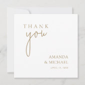Carte De Remerciements Simple Elegant Gold Custom Photo Mariage (Devant)