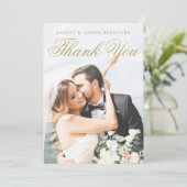 Carte De Remerciements Simple Elegant Gold Typography Mariage photo (Debout devant)