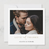 Carte De Remerciements Simple Elegant Gold Typography Mariage photo (Devant)