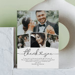Carte De Remerciements Simple Elegant Heart Mariage Photo<br><div class="desc">Un mariage minimaliste vous remercie de nous envoyer nos cartes de remerciements à vos invités mariages afin de vous montrer votre appréciation pour vous aider à célébrer votre merveilleuse journée. Doté de 4 photos mariages, le titre "Merci" dans une police élégante scriptée de coeur, et une note de remerciement personnalisée....</div>