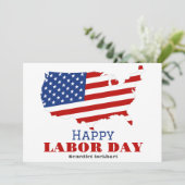 Carte De Remerciements Simple Elegant Labor Day avec drapeau américain (Debout devant)