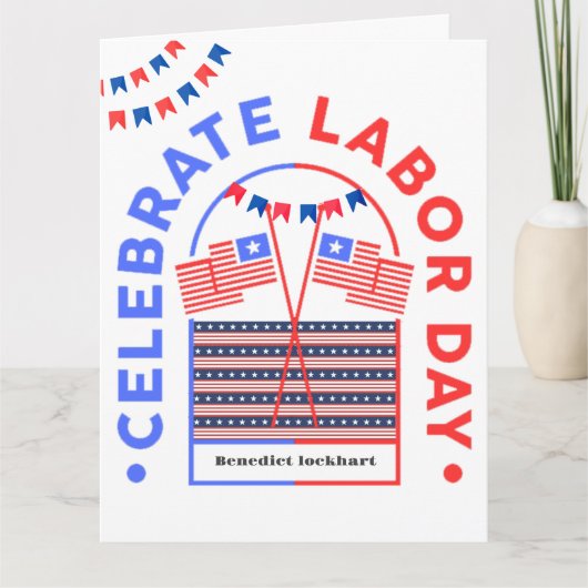 Carte De Remerciements Simple Elegant Labor Day avec drapeau américain (Devant)