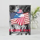 Carte De Remerciements Simple Elegant Labor Day avec drapeau américain (Debout devant)