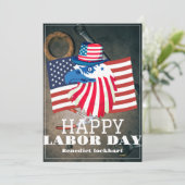 Carte De Remerciements Simple Elegant Labor Day avec drapeau américain (Debout devant)