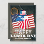 Carte De Remerciements Simple Elegant Labor Day avec drapeau américain (Devant / Derrière)