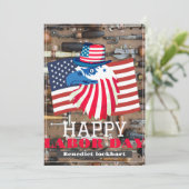 Carte De Remerciements Simple Elegant Labor Day avec drapeau américain (Debout devant)