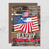 Carte De Remerciements Simple Elegant Labor Day avec drapeau américain (Devant / Derrière)