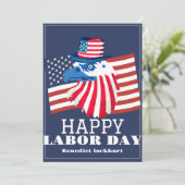 Carte De Remerciements Simple Elegant Labor Day avec le drapeau américain (Debout devant)