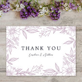 Carte De Remerciements Simple Élégant Lavande Florale Mariage violet