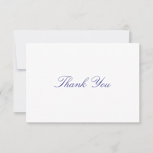 Carte De Remerciements Simple, Élégant, lettrage bleu (Devant)