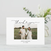 Carte De Remerciements Simple Elegant Love Heart Script Mariage Photo (Debout devant)