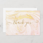 Carte De Remerciements Simple Élégant Marbre Or Script (Devant / Derrière)