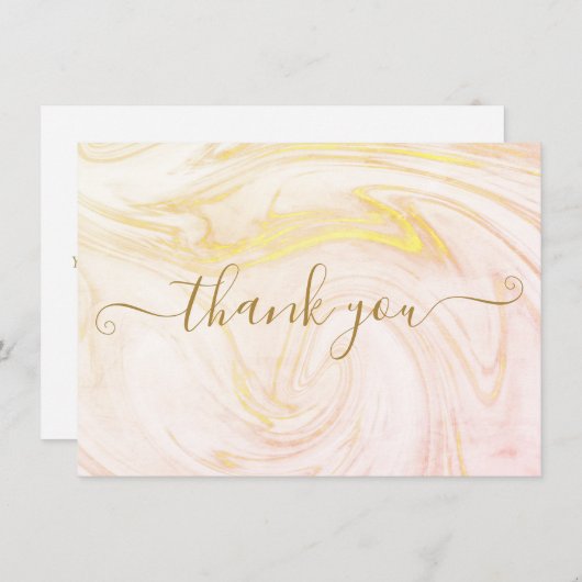 Carte De Remerciements Simple Élégant Marbre Or Script (Devant / Derrière)