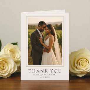 Carte De Remerciements Simple Élégant Mariage Photo Personnalisé