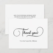 Carte De Remerciements Simple Élégant Mariage Script (Devant / Derrière)