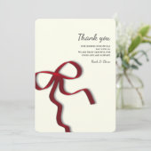 Carte De Remerciements Simple Élégant minimaliste Bow rouge (Debout devant)