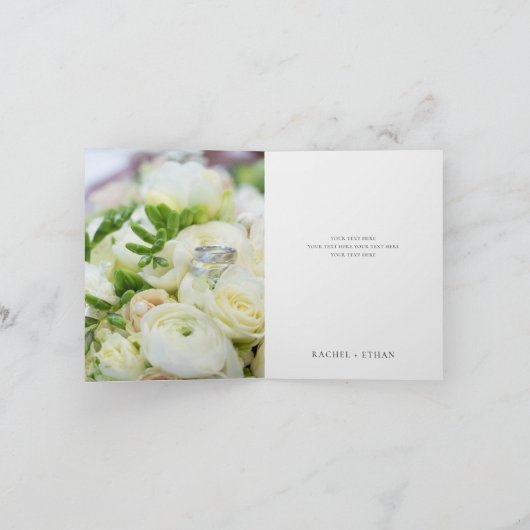 Carte De Remerciements Simple Elegant Modern Gold Photo Mariage (Intérieur)