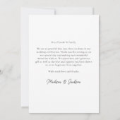 Carte De Remerciements Simple Elegant Modern Wedding Vertical Photo (Dos)