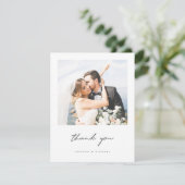 Carte De Remerciements Simple Elegant moderne Mariage photo de script noi (Debout devant)