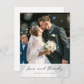 Carte De Remerciements Simple Elegant moderne Mariage photo de script noi (Devant / Derrière)