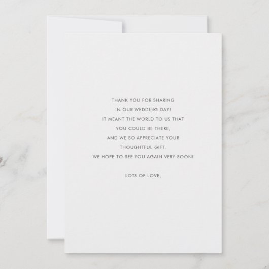 Carte De Remerciements Simple Elegant moderne Mariage photo Script or (Dos)