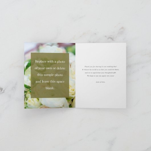 Carte De Remerciements Simple Elegant moderne Mariage photo Script or (Intérieur)