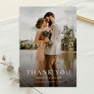 Carte De Remerciements Simple Élégant Moderne Photo Mariage