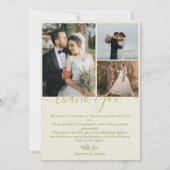 Carte De Remerciements Simple élégant moderne Script 4 photos mariage (Dos)