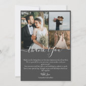 Carte De Remerciements Simple élégant moderne Script 6 photos mariage (Dos)