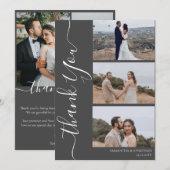 Carte De Remerciements Simple élégant moderne Script 6 photos mariage (Devant / Derrière)