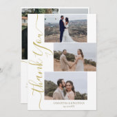 Carte De Remerciements Simple élégant moderne Script 6 photos mariage que (Devant / Derrière)