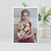 Carte De Remerciements Simple Élégant Photo Bat Mitzvah Anniversaire (Debout devant)