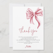 Carte De Remerciements Simple Elegant Pink Bow Quinceanera (Devant)