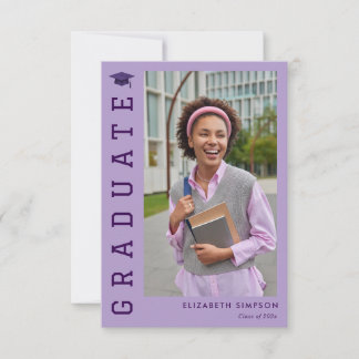 Carte De Remerciements simple elegant purple graduation announcement 
