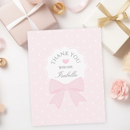 Carte De Remerciements Simple Élégant Rose Pâle Douce Fille Anniversaire
