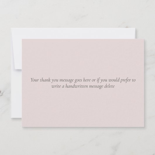 Carte De Remerciements Simple Élégant Rose Pâle Script (Dos)