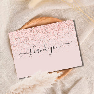 Carte De Remerciements Simple Élégant Rose Pâle Script