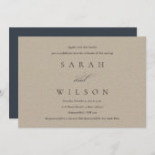 Carte De Remerciements Simple Élégant Script Black Kraft Mariage Invitati (Devant / Derrière)