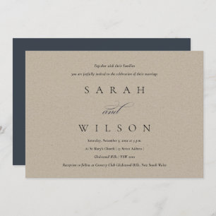 Carte De Remerciements Simple Élégant Script Black Kraft Mariage Invitati