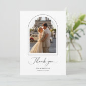 Carte De Remerciements Simple Elegant Script Destination Wedding Photo (Debout devant)