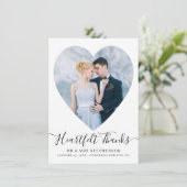 Carte De Remerciements Simple élégant Script Heart 2 Mariage photo (Debout devant)