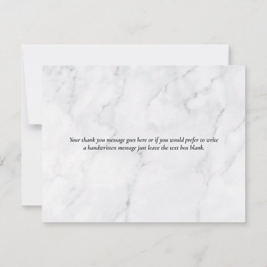 Carte De Remerciements Simple Élégant Script Marbre Cœur en Or (Dos)