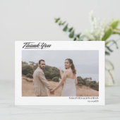 Carte De Remerciements Simple élégant Script moderne 4 photos mariage que (Debout devant)