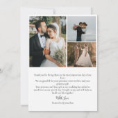 Carte De Remerciements Simple élégant Script moderne 4 photos mariage que (Dos)